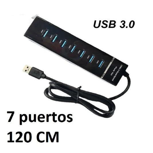 HUB USB 3.0 de 7 Puertos y Cable Largo de 120cm