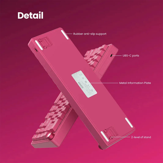 Teclado Mecánico RK R65 Berry Red 65% Español RGB Royal Kludge