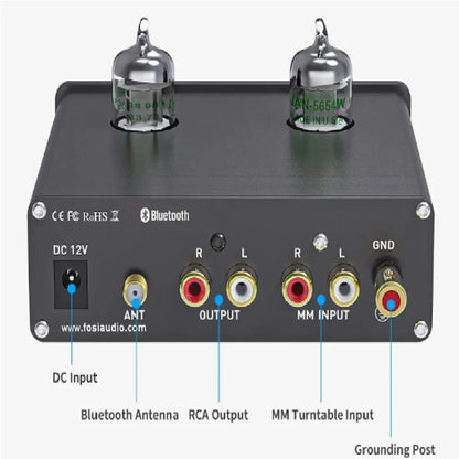 Preamplificador de tubos para tocadiscos Bluetooth- Fosi Audio Box X3