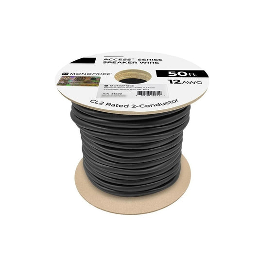 Cable para Parlantes 12 AWG CL2, 2 Conductores, 15,2m, Negro – Monoprice