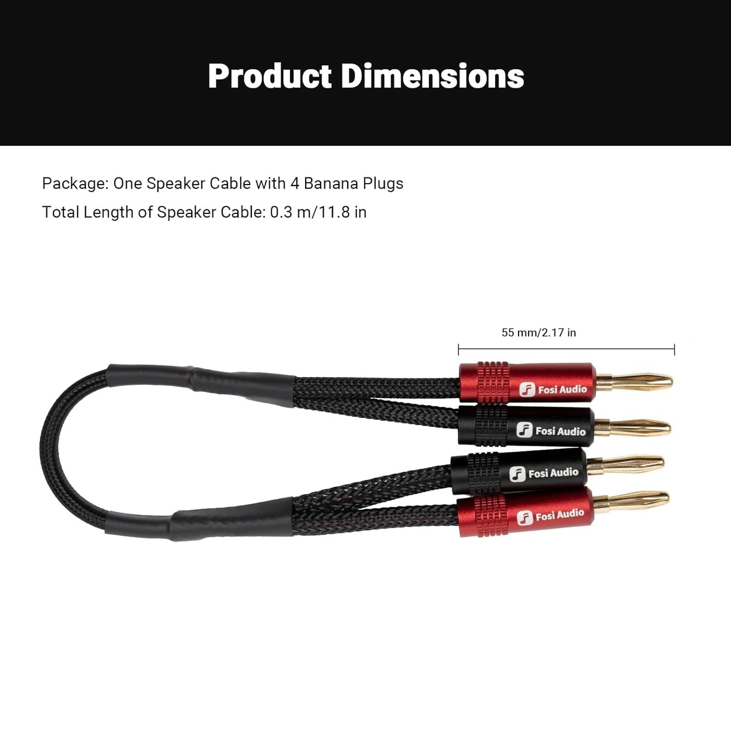 Cable Banana Chapado en Oro para Parlante 30cm - Fosi Audio