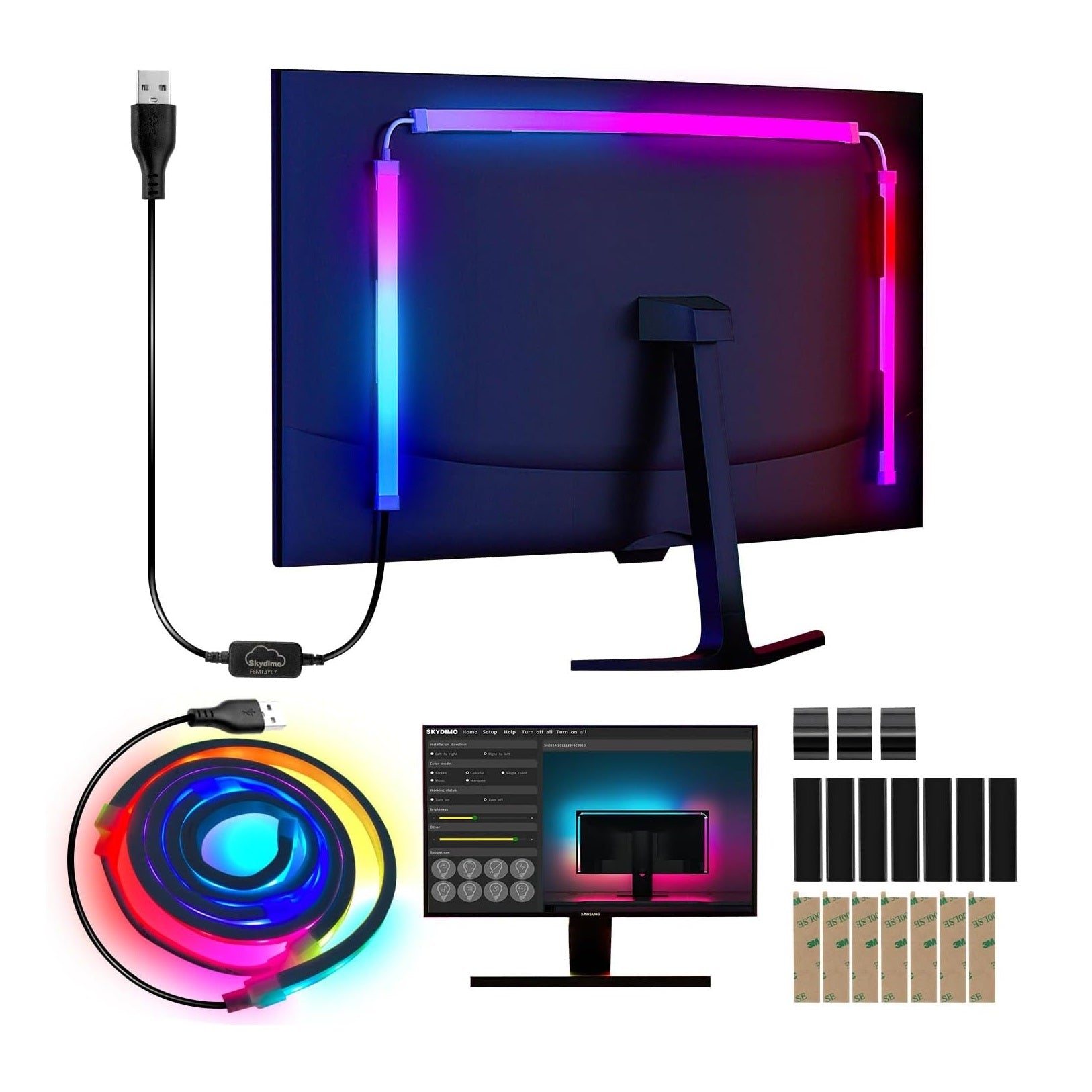 Tira LED RGBIC Luz Inmersiva para Monitor 24” – Skydimo