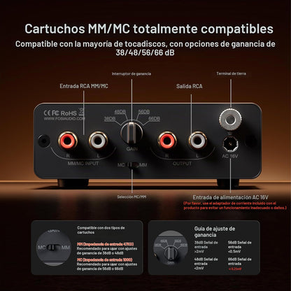 Preamplificador Phono MM MC para Tornamesa Fosi Audio Box X5 Con RIAA y Ganancia Ajustable