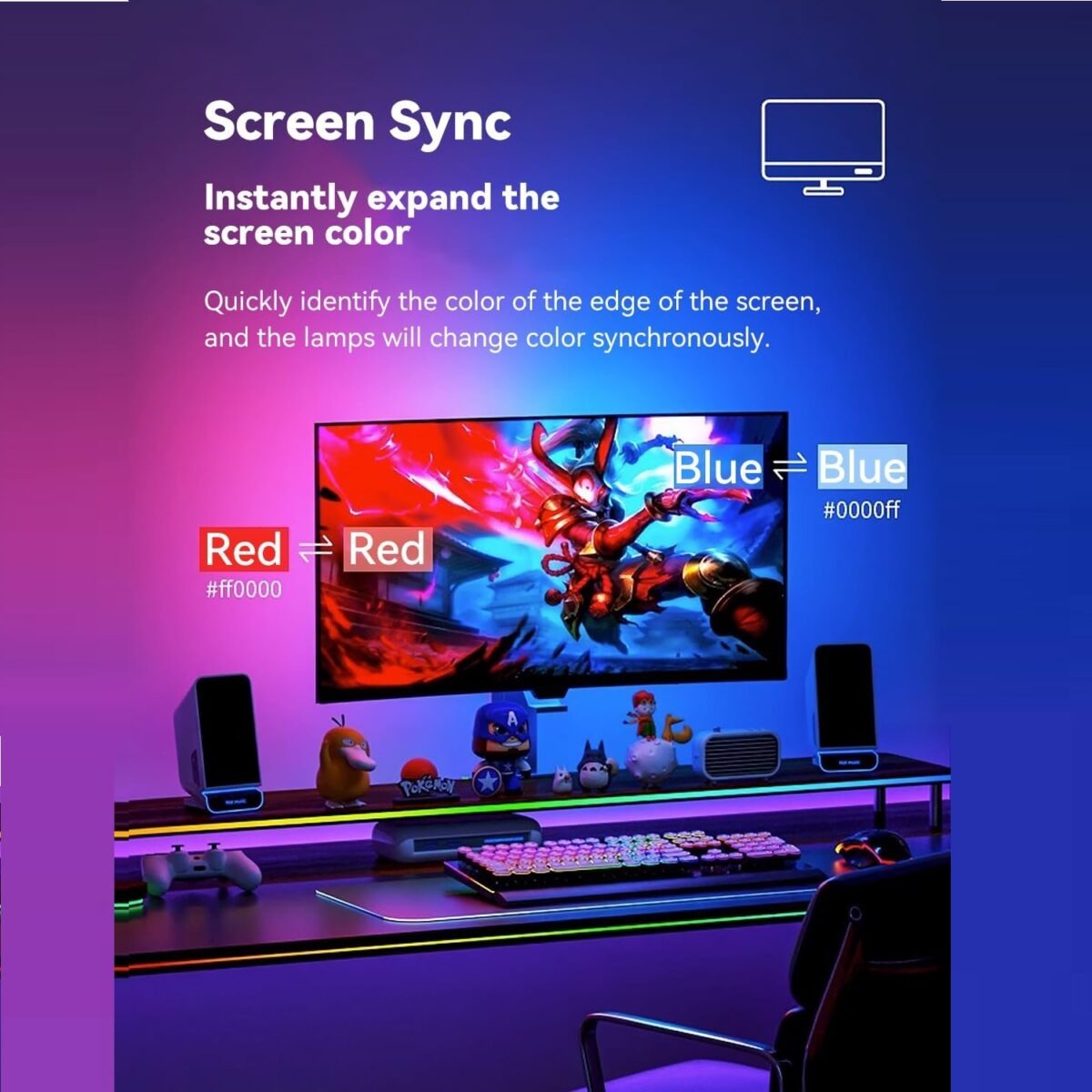 Tira LED RGBIC Luz Inmersiva para Monitor 24” – Skydimo