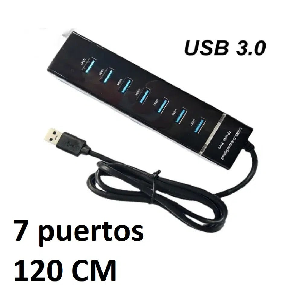 HUB USB 3.0 de 7 Puertos y Cable Largo de 120cm