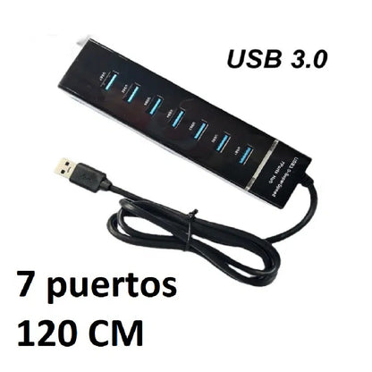 HUB USB 3.0 de 7 Puertos y Cable Largo de 120cm