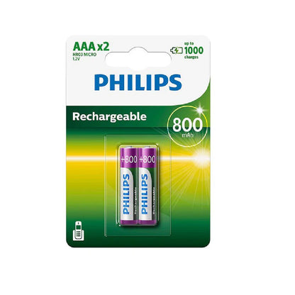Pack de 2 Pilas Recargables Ni-Mh Ready AAA 800mA – Philips