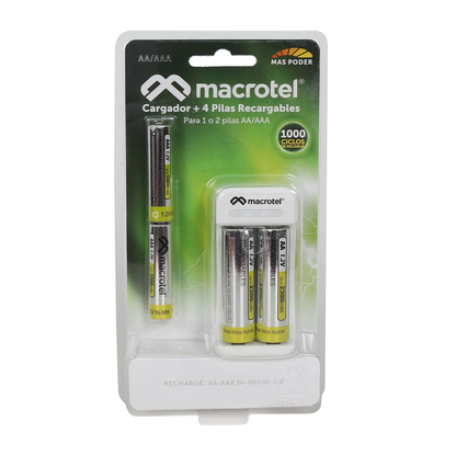 Cargador Pilas AA / AAA + 2 Pilas AA 2300 y 2 Pilas AAA 1000