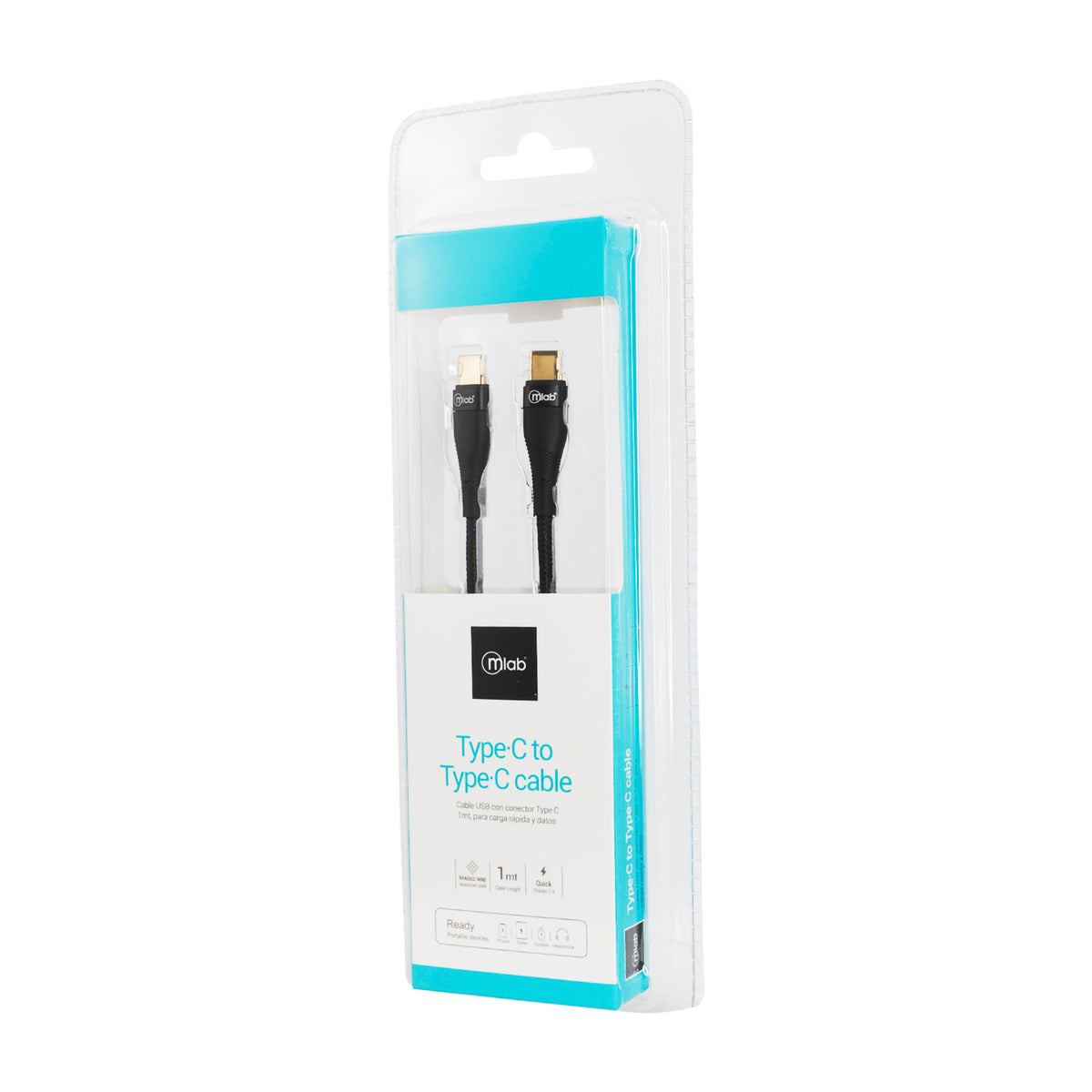 Cable USB Tipo C a Tipo C 1m Black - Mlab