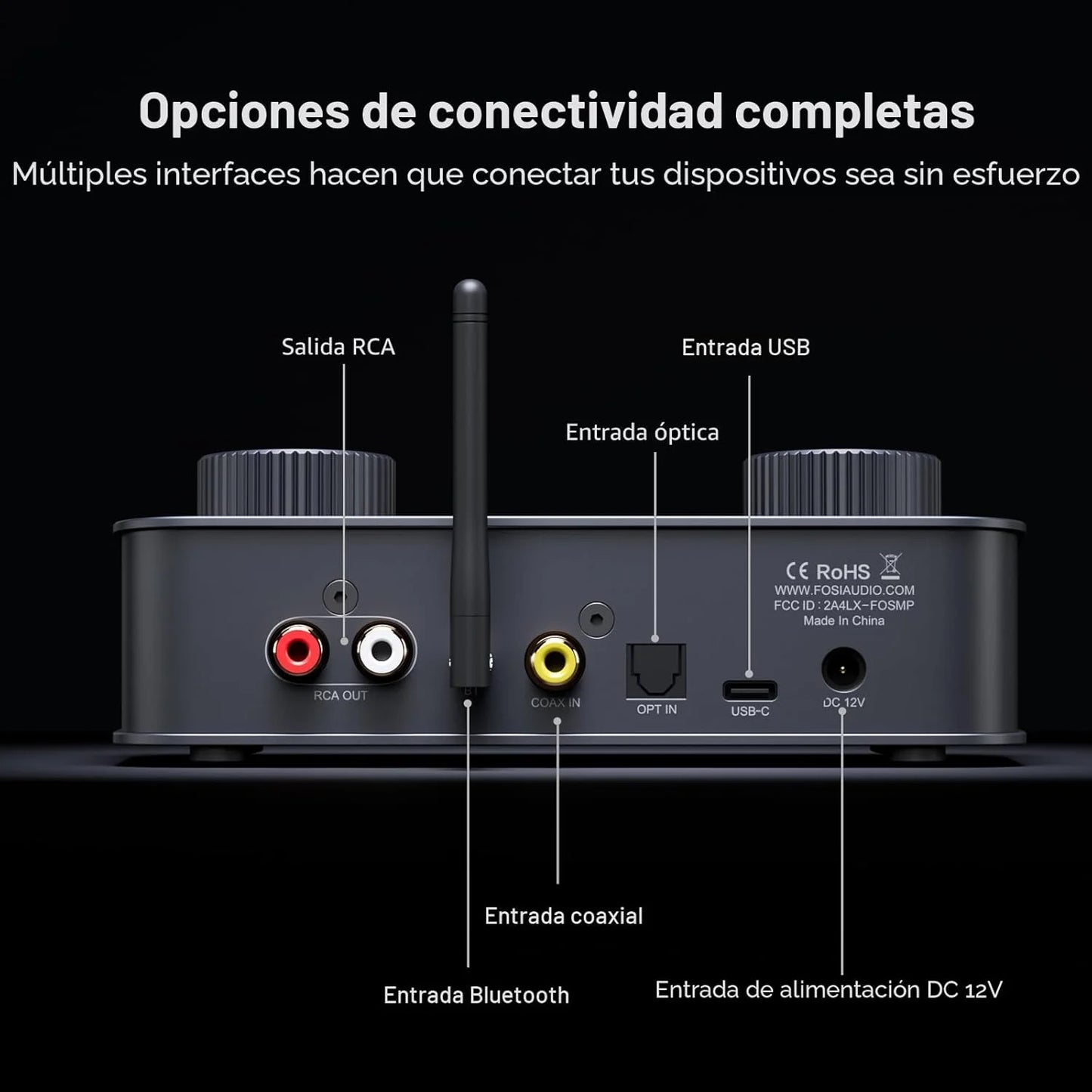 Amplificador DAC Audífonos HiFi USB-C Bluetooth - Fosi Audio K7