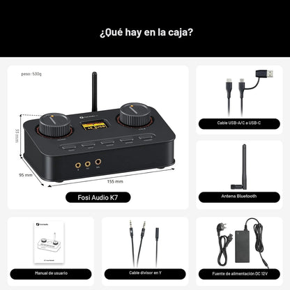 Amplificador DAC Audífonos HiFi USB-C Bluetooth - Fosi Audio K7