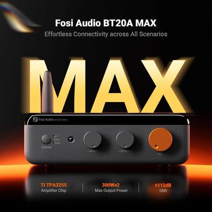 Amplificador de Audio Bluetooth 300W 2.1 Hi-Res Audio - Fosi Audio BT20A MAX con Fuente 48V