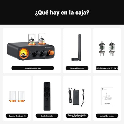 Amplificador de Audio Bluetooth a Tubos con Medidor VU - Fosi Audio MC331
