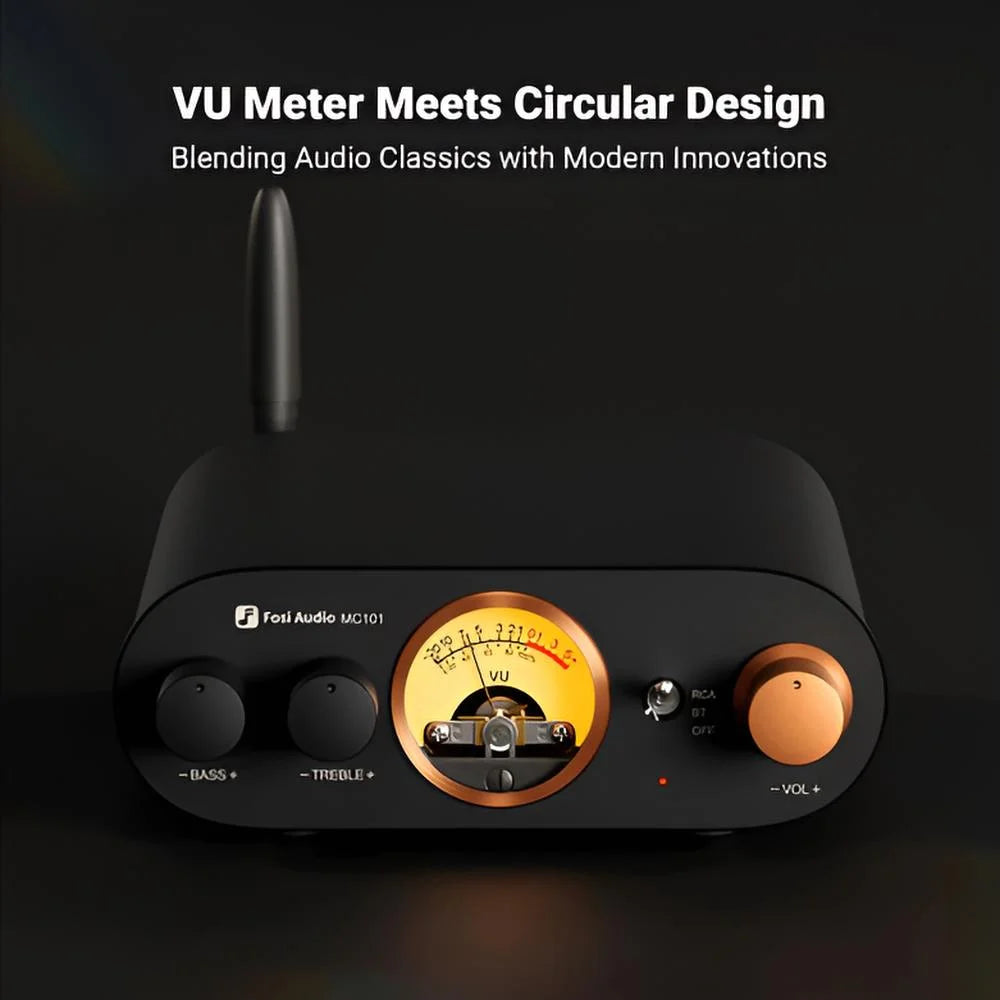 Amplificador de Audio Estéreo Bluetooth con Medidor VU - Fosi Audio MC101