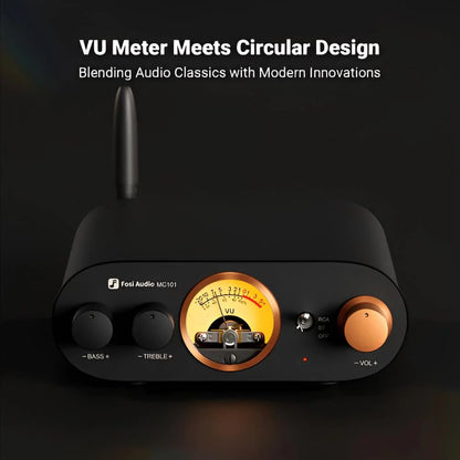 Amplificador de Audio Estéreo Bluetooth con Medidor VU - Fosi Audio MC101