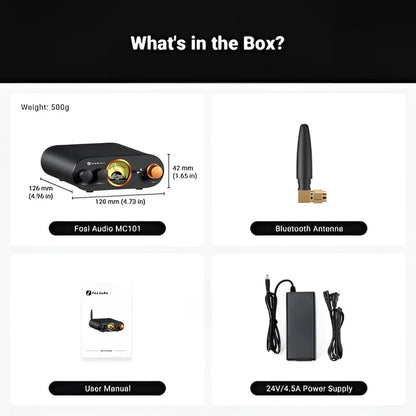 Amplificador de Audio Estéreo Bluetooth con Medidor VU – Fosi Audio MC101