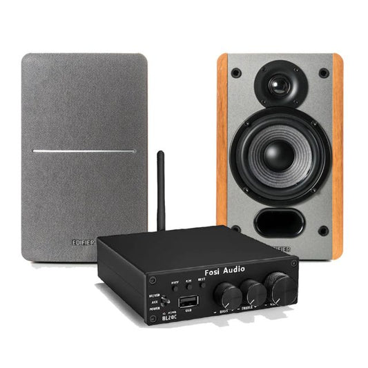 Amplificador de Audio Fosi audio BL20C + Parlantes Pasivos Hi-Fi Edifier P12 20W