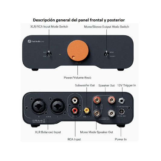 Amplificador de Audio Estereo Balanceado de 2 Canales - Fosi Audio ZA3