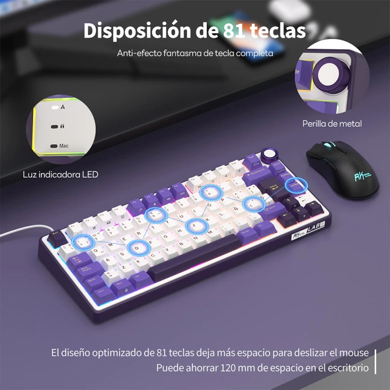 Teclado Mecánico RK R75 Blackberry 75% Español Switches Lineales – Royal Kludge