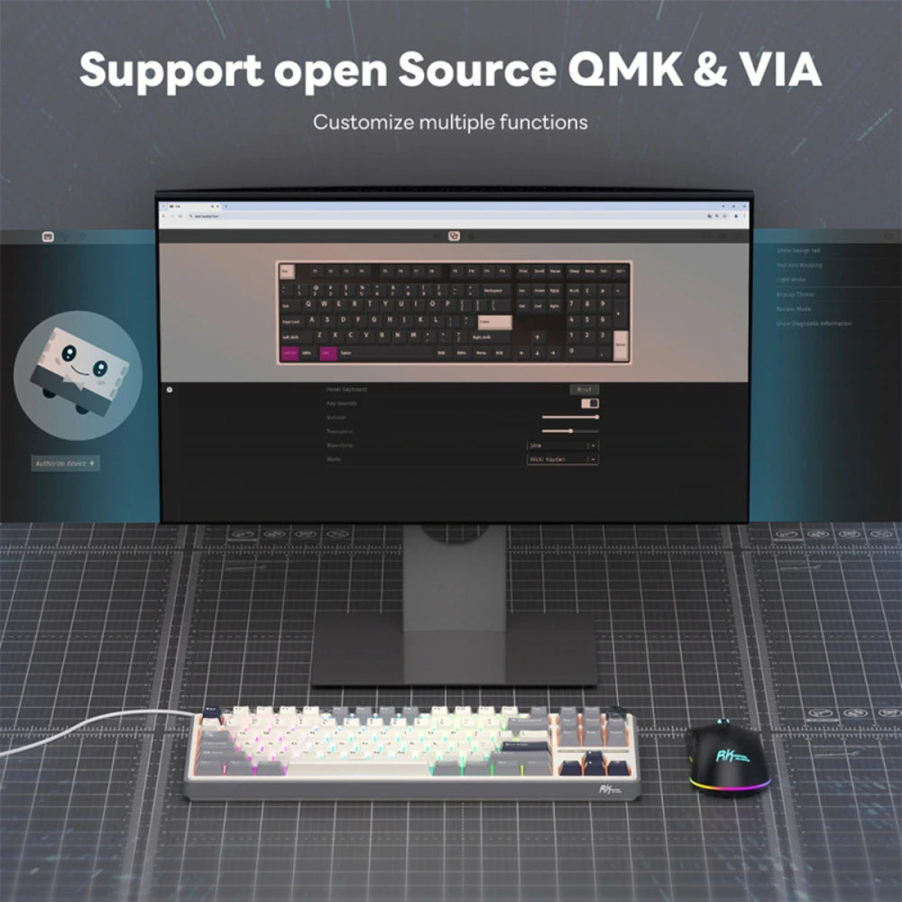 Teclado Mecánico RK R87Pro Half Grey 80% Español Switches Lineales - Royal Kludge