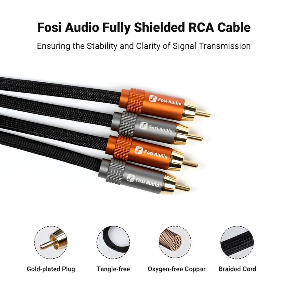 Par de Cables RCA 30cm para Sistemas de Audio – Fosi Audio