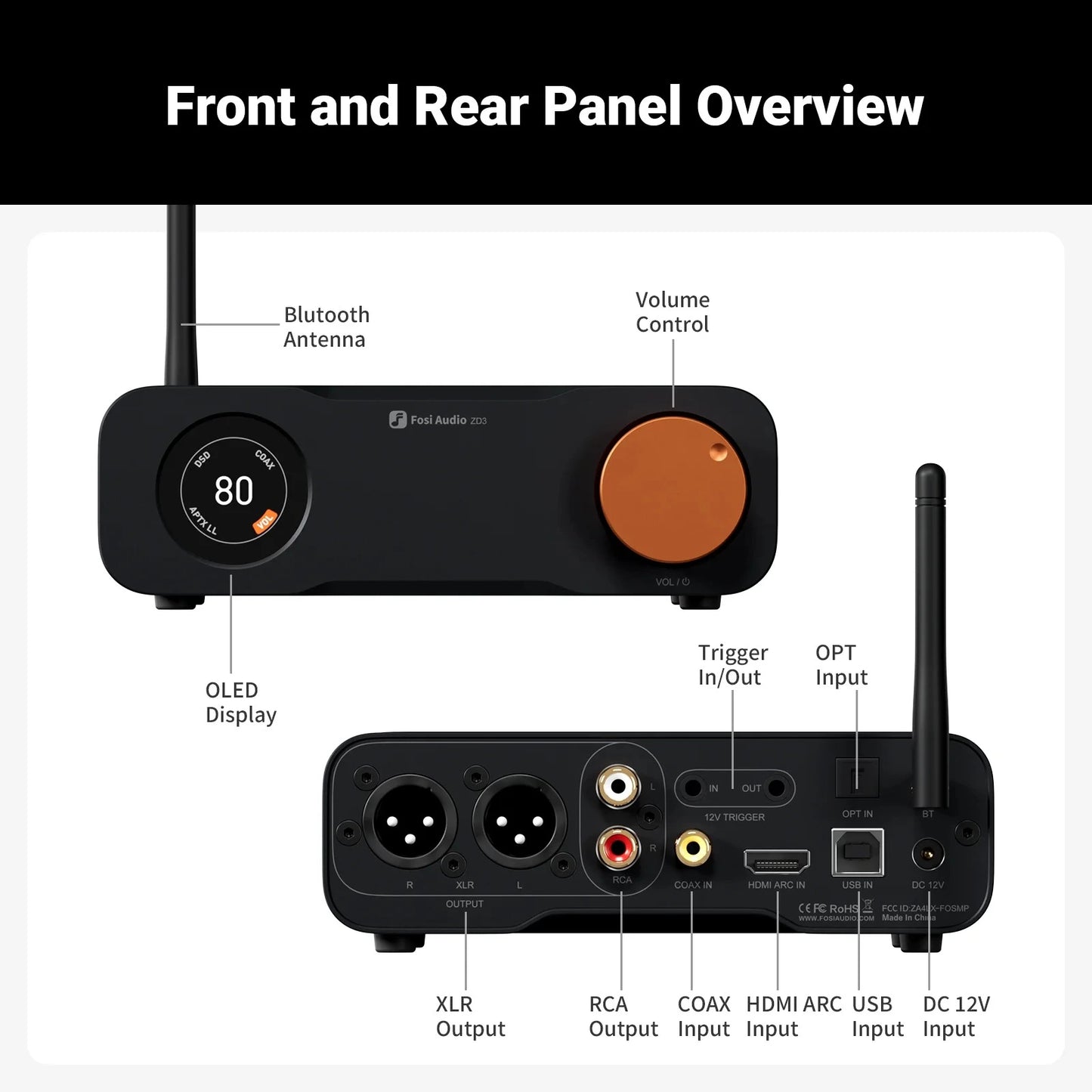 Preamplificador de Audio DAC Balanceado Bluetooth - Fosi Audio ZD3