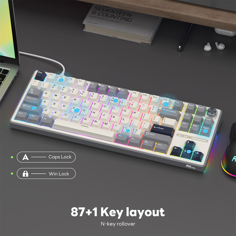 Teclado Mecánico RK R87Pro Half Grey 80% Español Switches Lineales - Royal Kludge