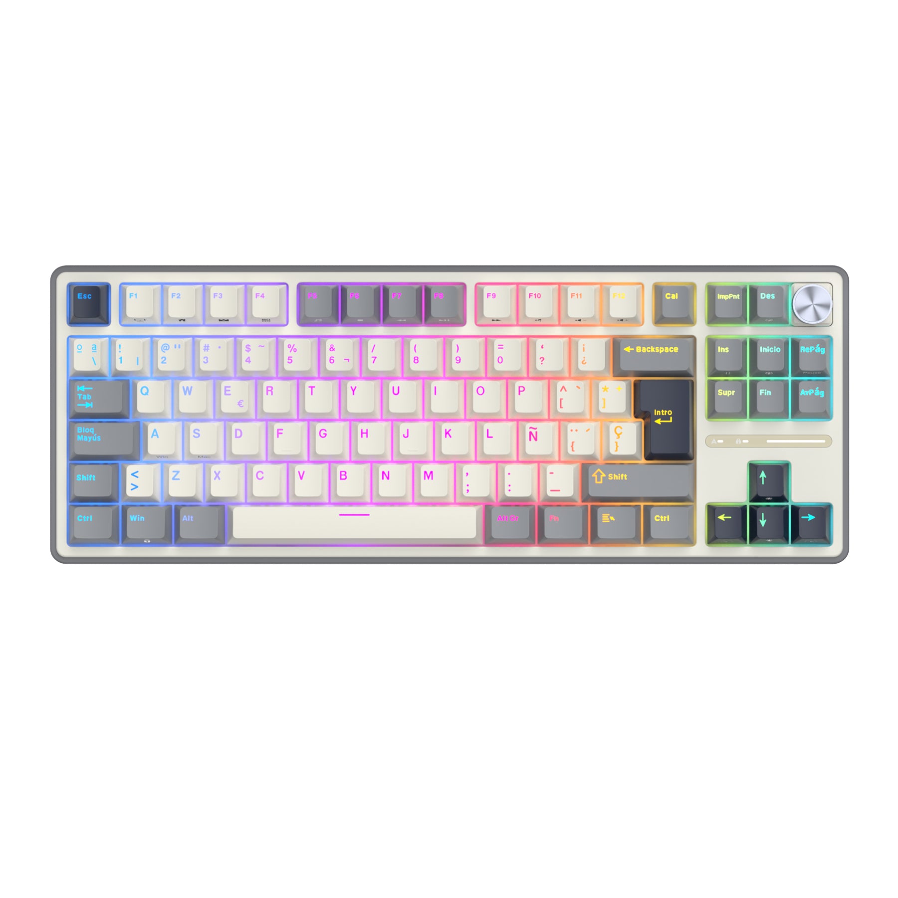 Teclado Mecánico RK R87Pro Half Grey 80% Español Switches Lineales - Royal Kludge