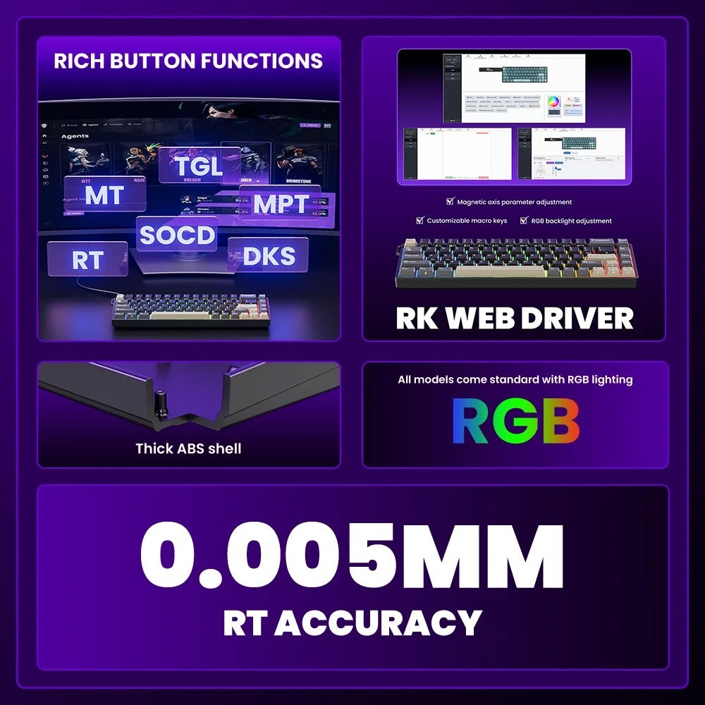 Teclado Magnético Gamer Royal Kludge RK68 HE 8KHz Hall Effect