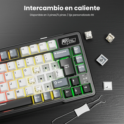 Teclado Mecánico Inalámbrico RK L75 Knight Black 75% con Teclas Macros – Royal Kludge