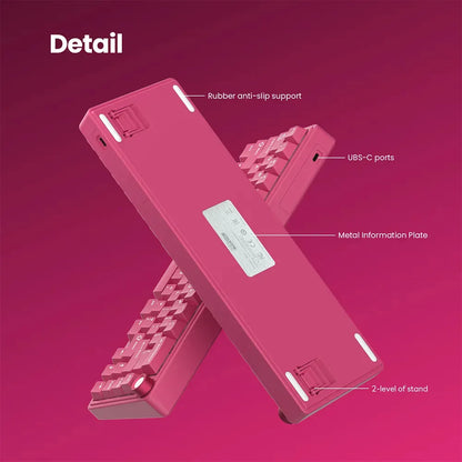 Teclado Mecánico RK R65 Berry Red 65% Español RGB Royal Kludge