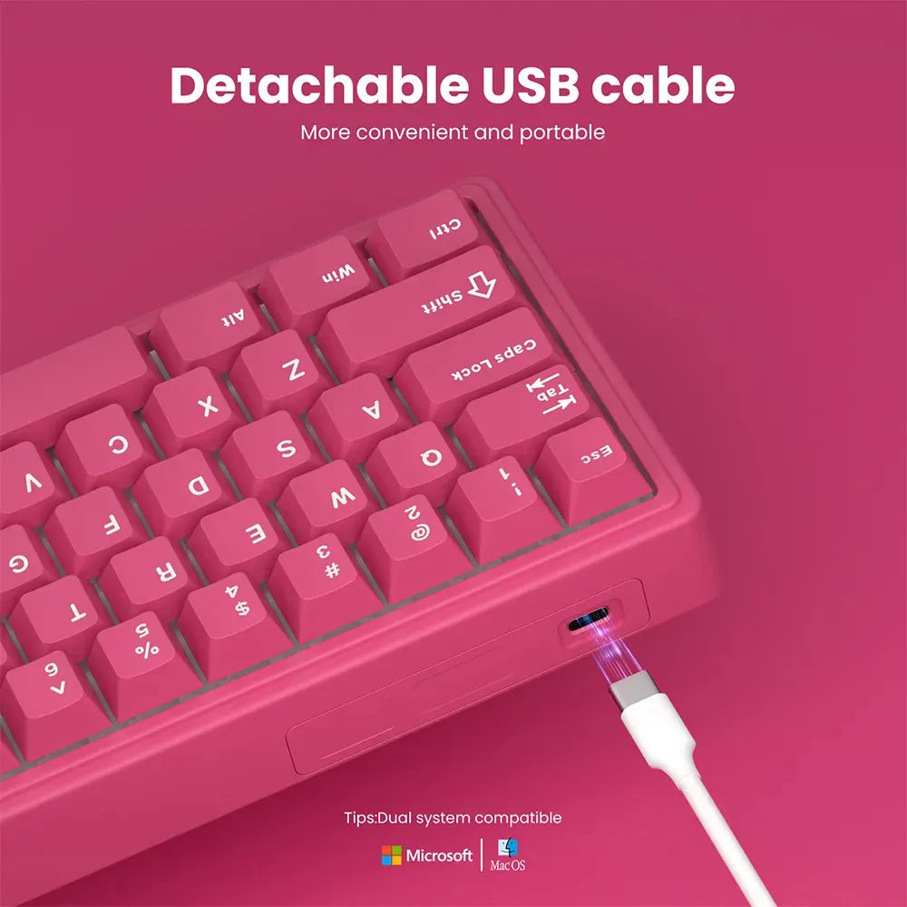 Teclado Mecánico RK R65 Berry Red 65% Español RGB Royal Kludge