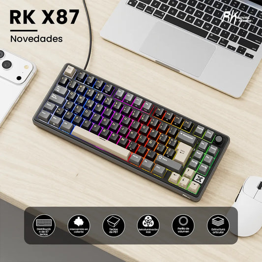 Teclado Mecánico RK Royal Kludge RK X87 Phantom 87% Español