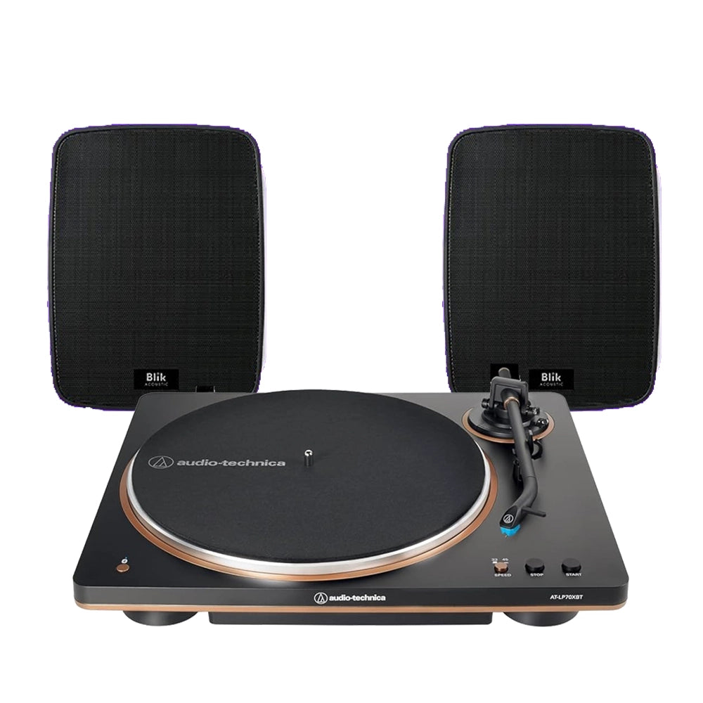 Tornamesa Bluetooth Audio-Technica AT-LP70XBT-BZ con Parlantes Bluetooth Blik Fidelity