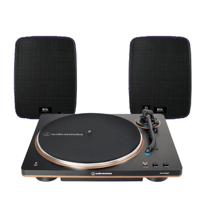 Tornamesa Bluetooth Audio-Technica AT-LP70XBT-BZ con Parlantes Bluetooth Blik Fidelity