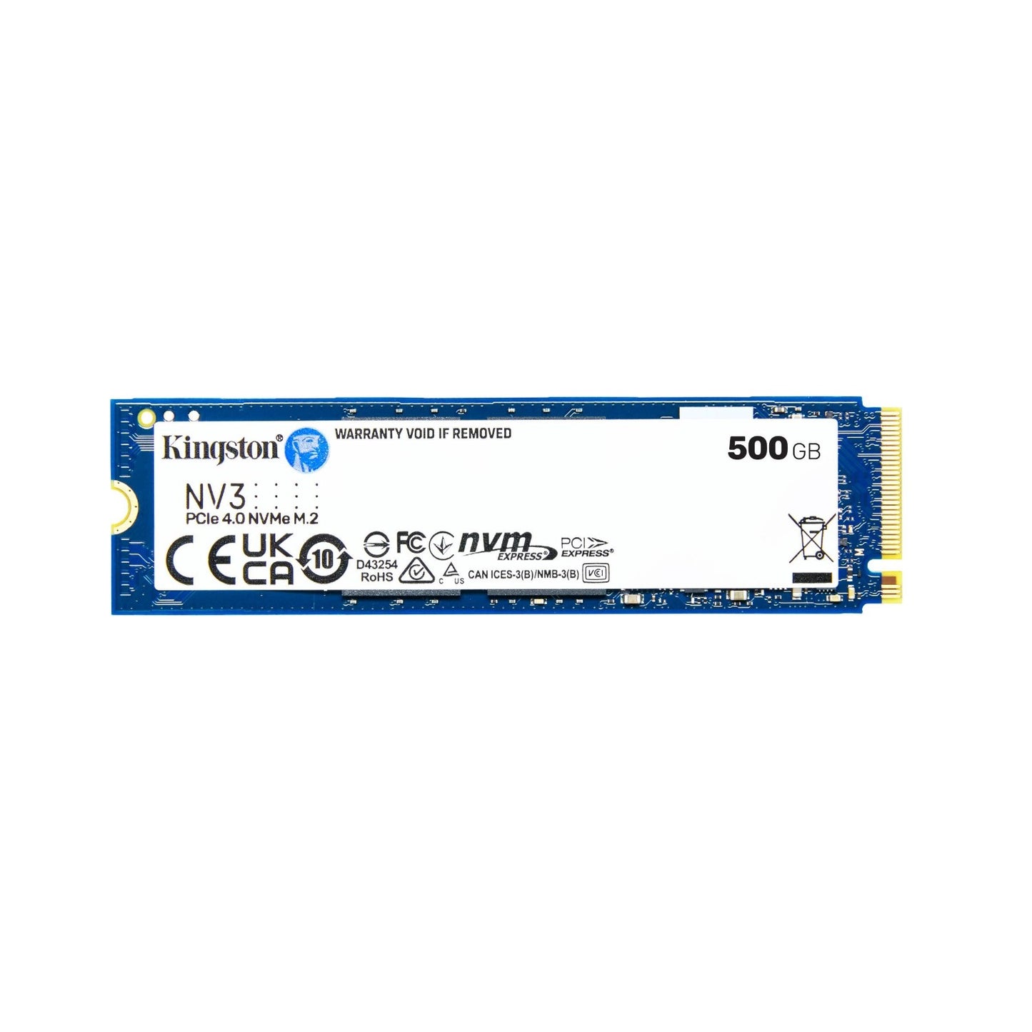 Unidad SSD Kingston NV3 500GB M.2 2280 NVMe PCIe 4.0 x4, Lectura 5000MB/s Escritura 3000MB/s