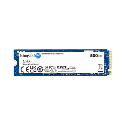 Unidad SSD Kingston NV3 500GB M.2 2280 NVMe PCIe 4.0 x4, Lectura 5000MB/s Escritura 3000MB/s