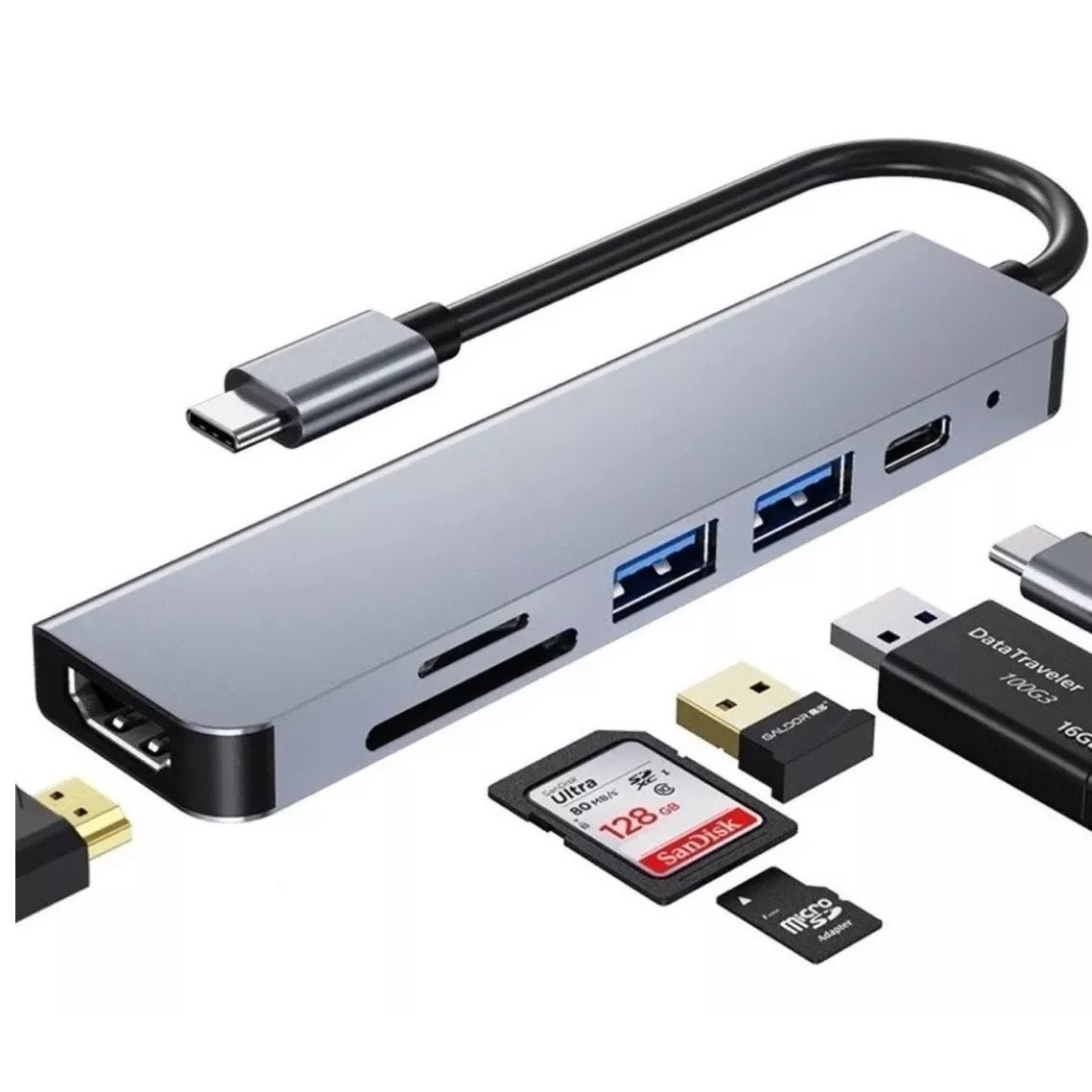 Hub USB 6 en 1 Tipo C con Salida HDMI